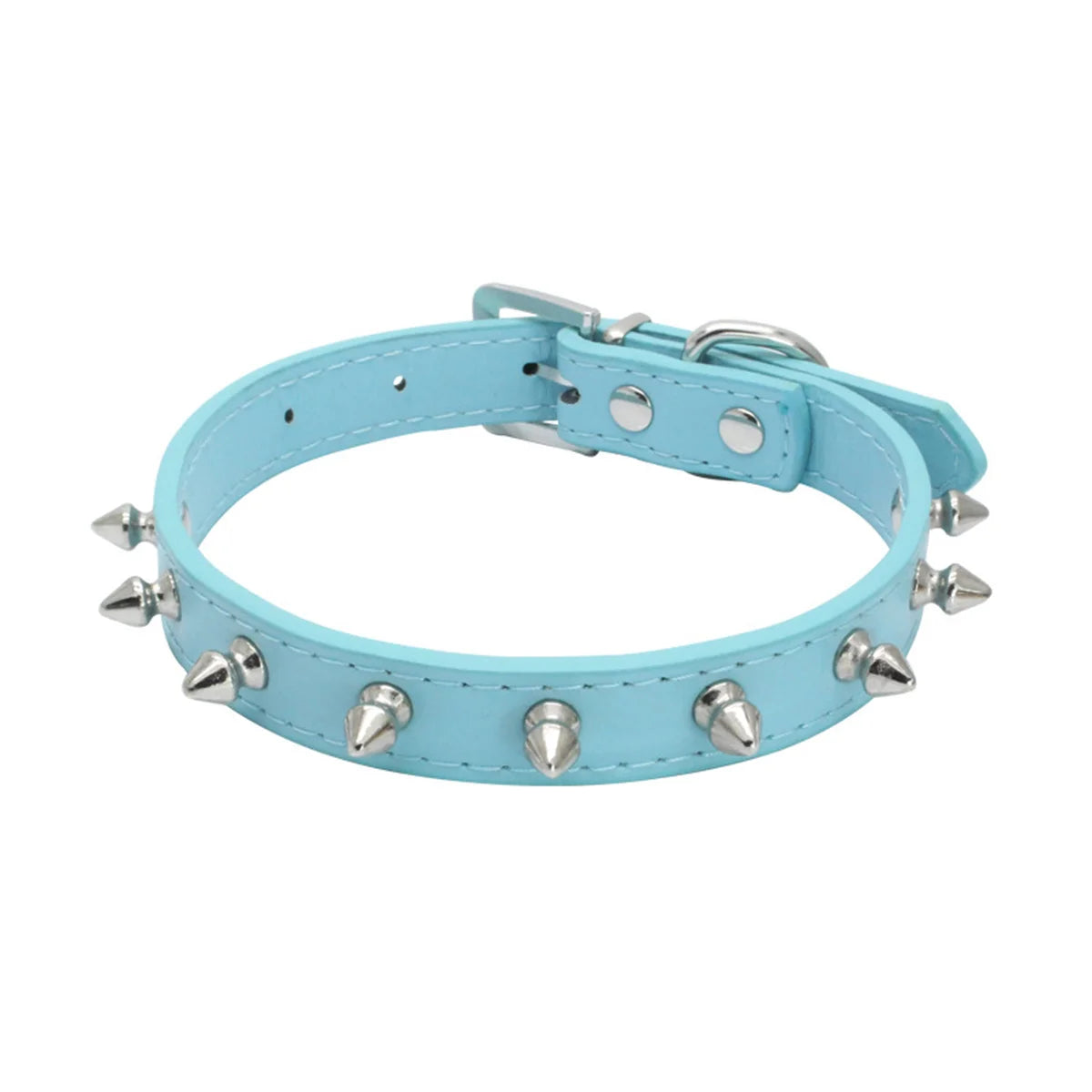 Collier chien cuir bleu
