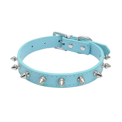 Collier chien cuir bleu