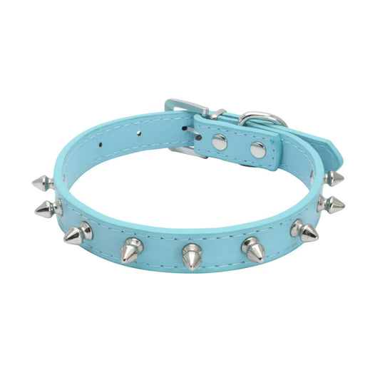 Collier chien cuir bleu