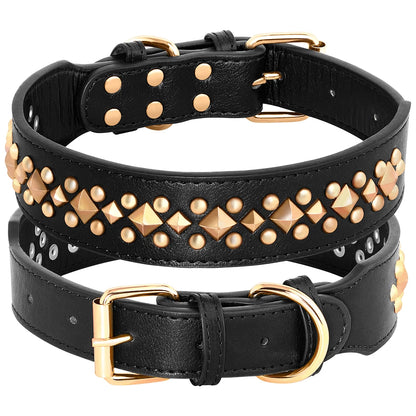 collier cuir noir de couleur noir avec des perles. Image produit Boutiquechien