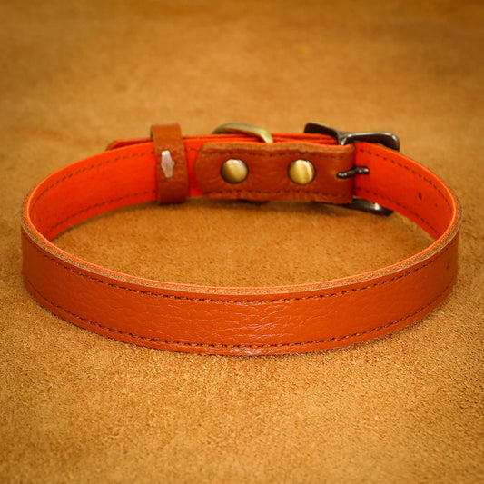 collier cuir pour chien de couleur orange de Boutiquechien