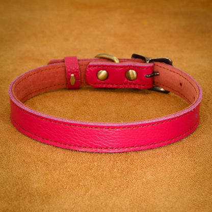 collier cuir pour chien de couleur rose pour petit chien. Image produit Boutiquechien