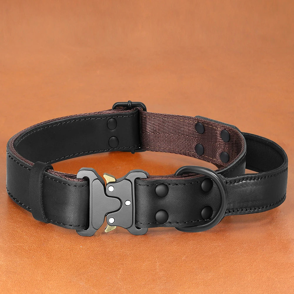 Collier chien cuir luxe noir 