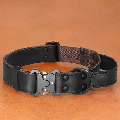 Collier chien cuir luxe noir 