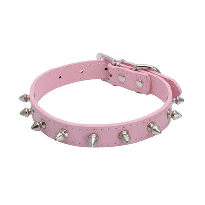 Collier chien cuir rose