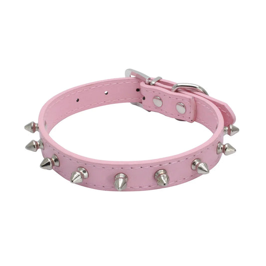 Collier chien cuir rose