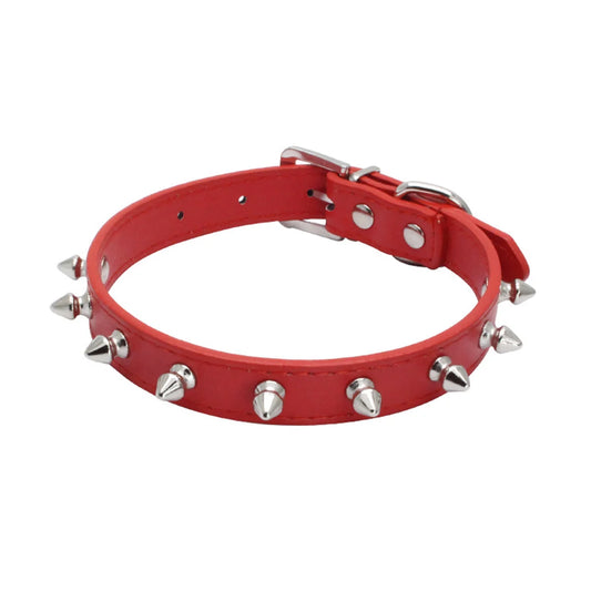 Collier chien cuir rouge