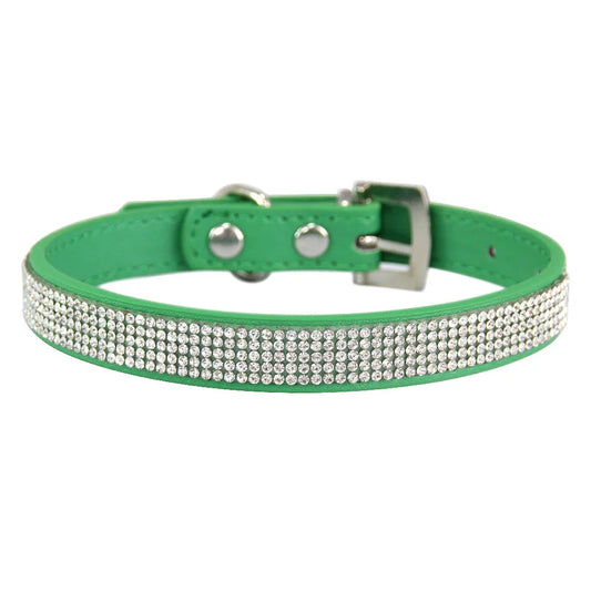 Collier chien cuir vert