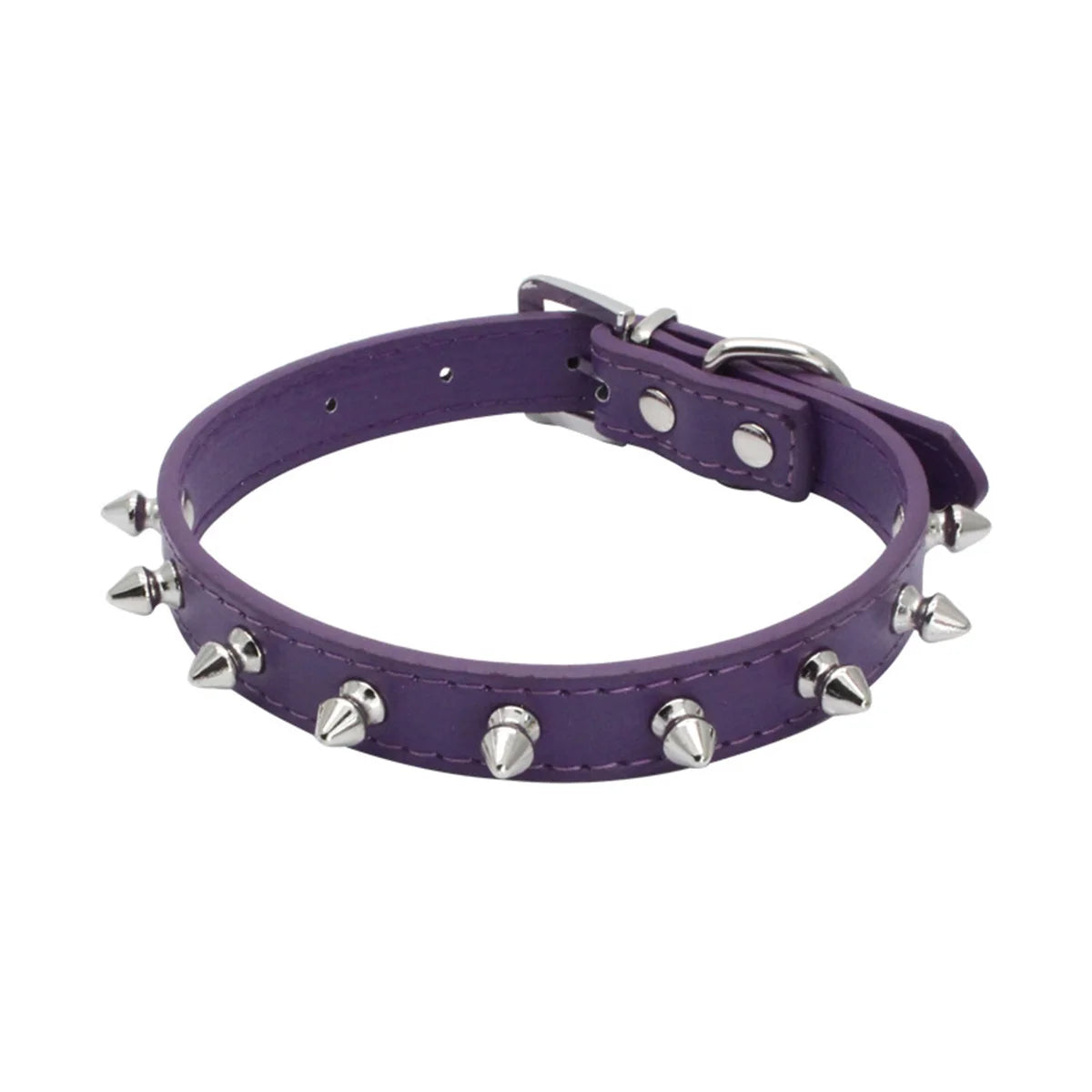 Collier chien cuir violet 