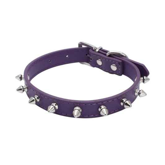 Collier chien cuir violet 
