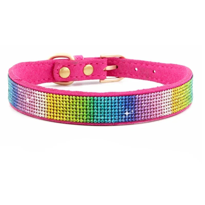 Collier chien à paillette mutlticolore rose . Image produit Boutiquechien