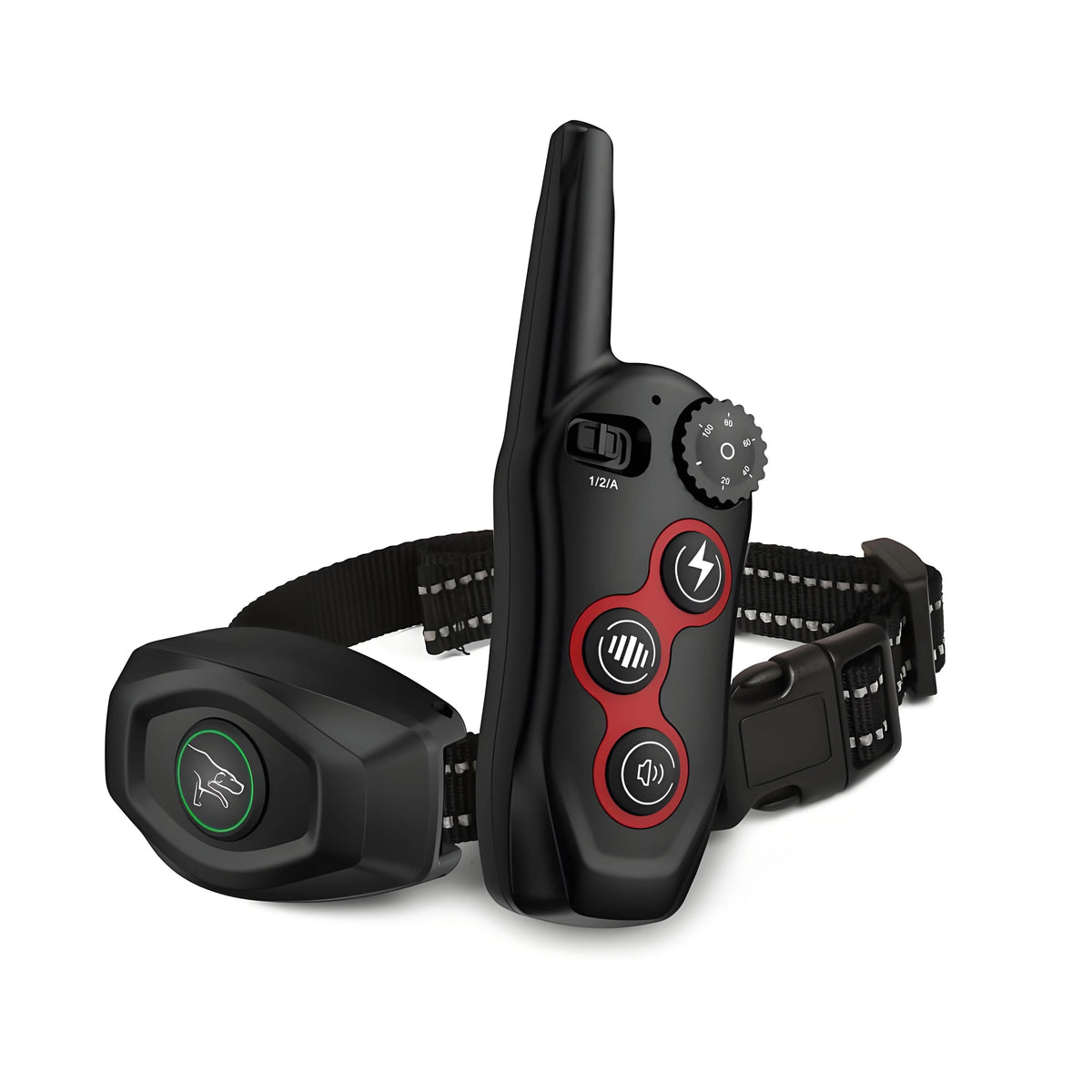 Collier électrique pour chien de couleur rouge et noir. Le collier est parfait pour dresser votre chien. Image produit Boutiquechien