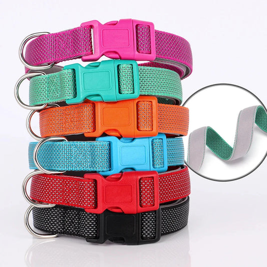 collier pour chiot de couleurs rose, vert, orange, bleu, rouge et noir pour chiot et petit chien. Image produit Boutiquechien