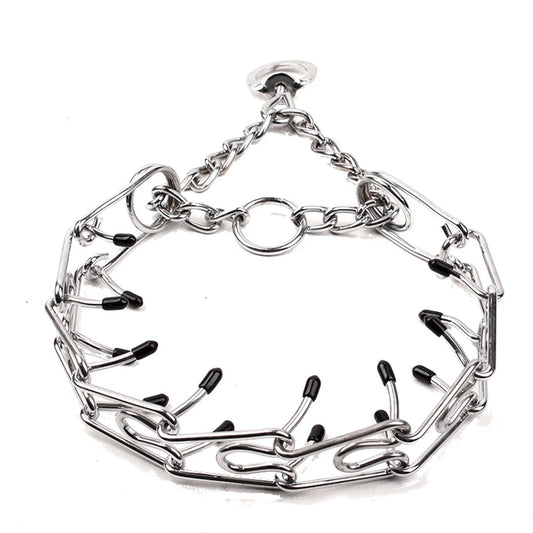 collier étrangleur pour chien en métal avec bout en caoutchouc. Image produit Boutiquechien 