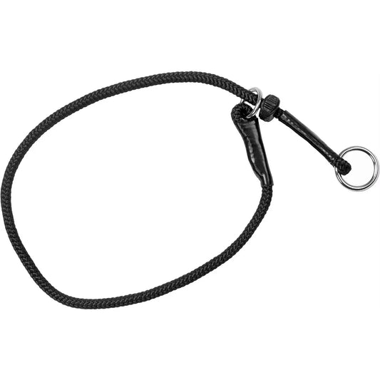 Collier chien étrangleur de couleur noir en petite ficelle. Image produit Boutiquechien