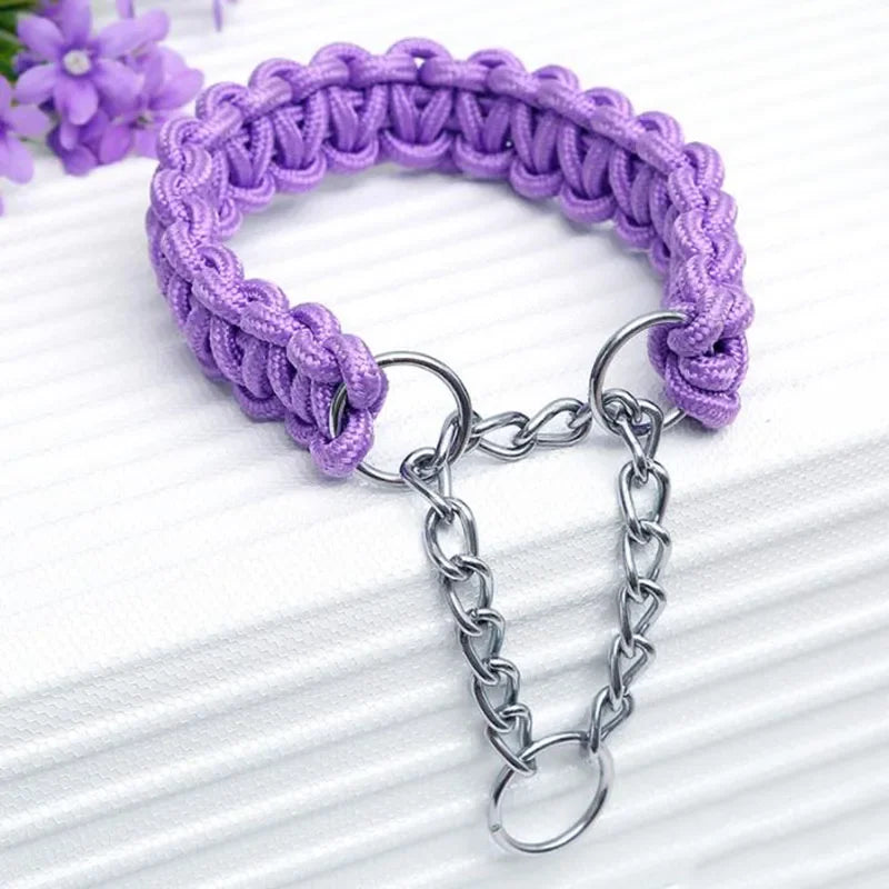 Collier chien étrangleur de couleur rose eb nylon . Image produit Boutiquechien