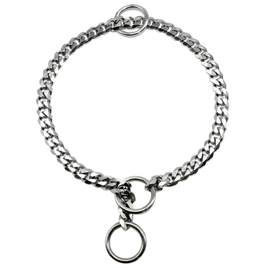 Collier étrangleur chien en métal gris. Image produit Boutiquechien