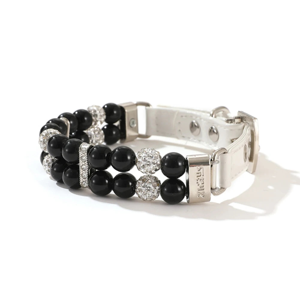 Collier chien perle noir