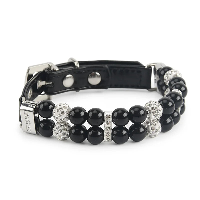 Collier chien perle noir complet 