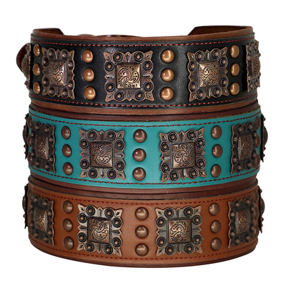 Collier chien à perle style cuir de couleurs noir, bleu et brun. Collier chien de Boutiquechien