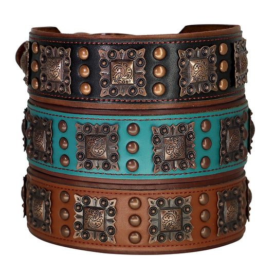 Collier chien à perle style cuir de couleurs noir, bleu et brun. Collier chien de Boutiquechien