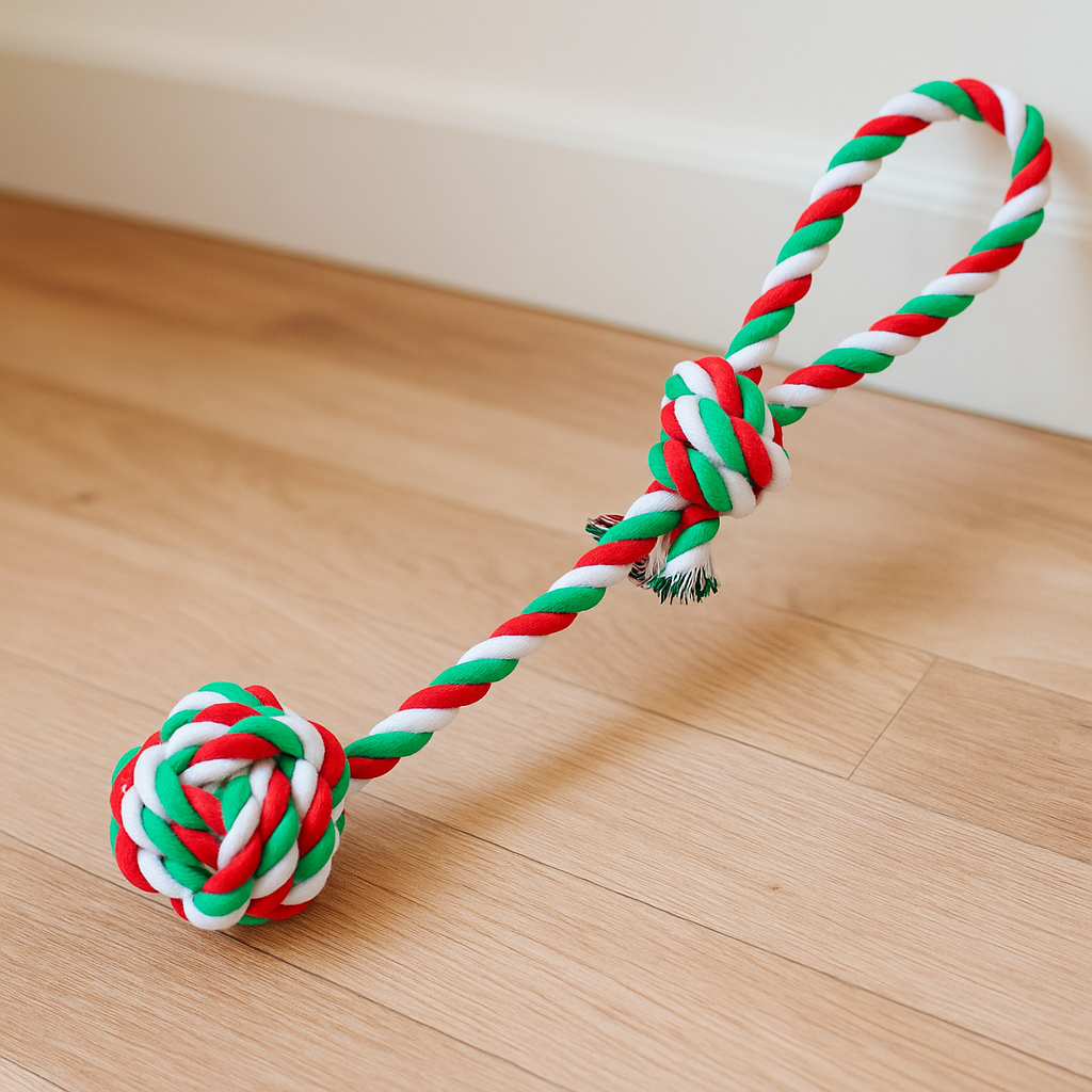 Collier chien résistant de couleurs de Noel parfait pour les chiens qui mordilles. Chien de couleurs en corde résistant de Boutiquechien Image