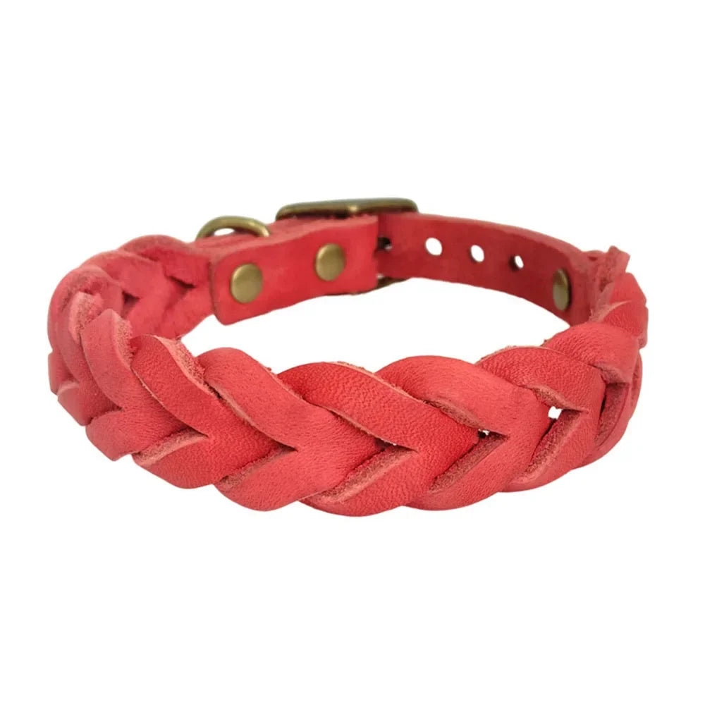 Collier chien rouge cuir