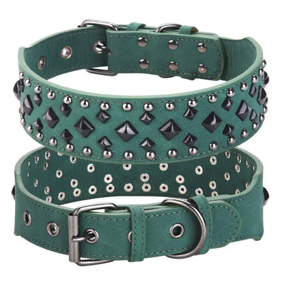 Collier chien solide vert