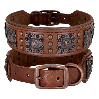 collier cuir pour chien à perle de couleur brun. Image produit de Boutiquechien 