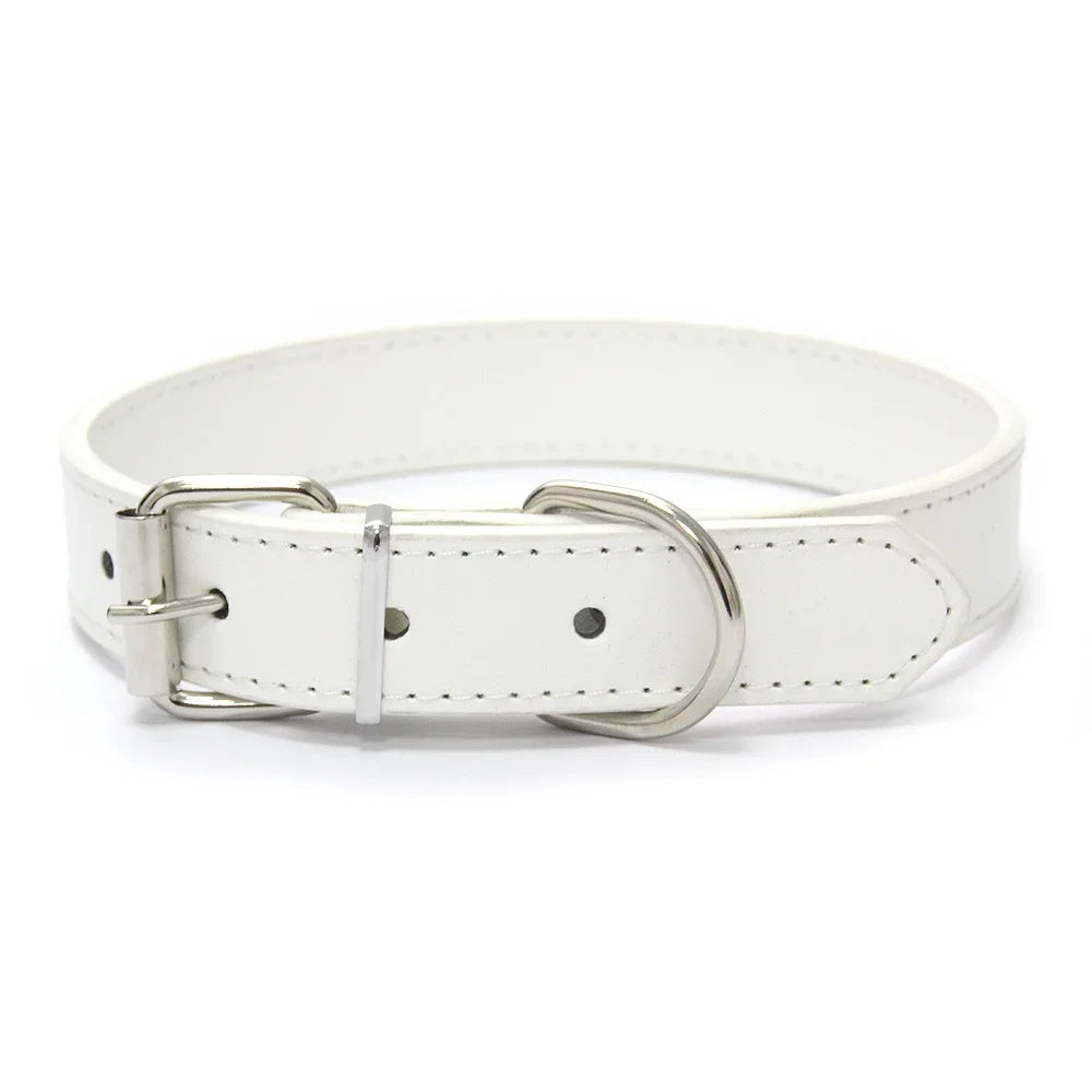 collier pour chiot blanc de style cuir pour petit chien. Image produit Boutiquechien
