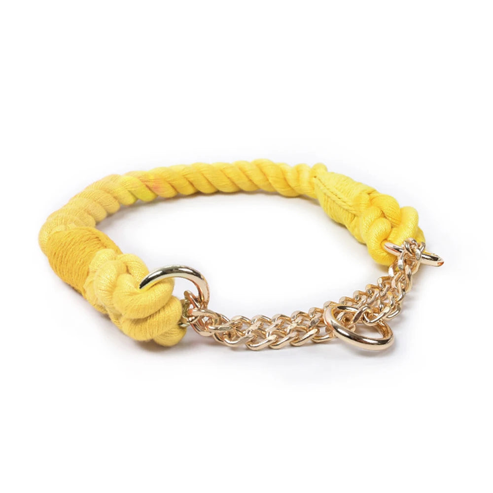 Collier en corde pour chien jaune avec attache  Image