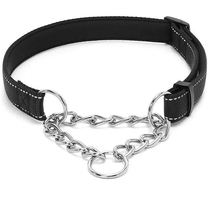 collier étrangleur chien de couleur noir résistant et confortable. Collier en maillon gris pour chien. Image produit Boutiquechien