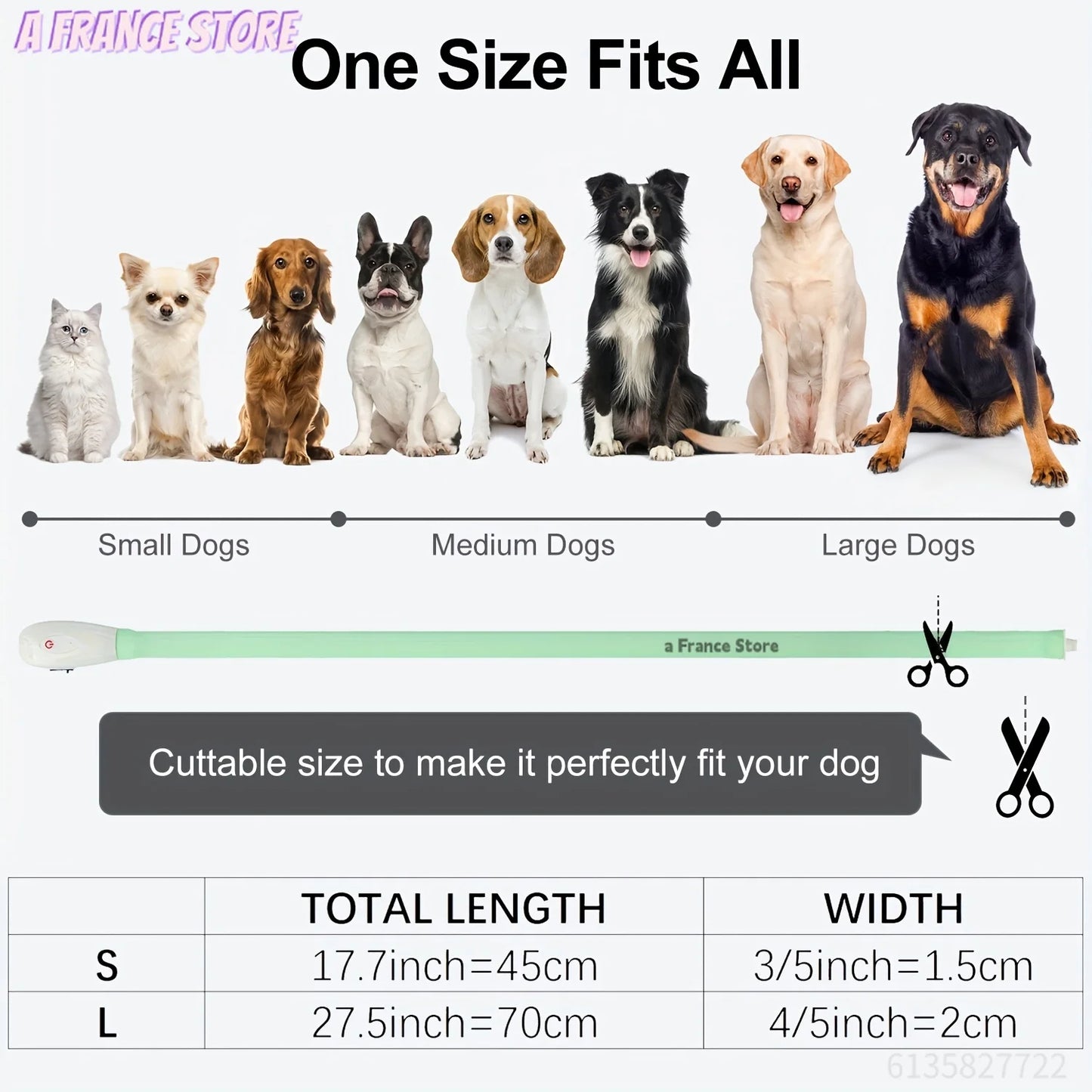 Collier lumineux chiot taille complète en tableau