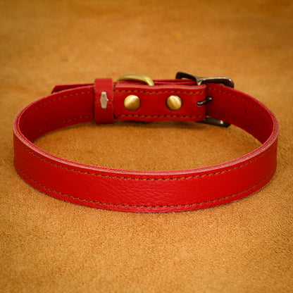 collier cuir pour chien rouge pour petit chien. Image produit Boutiquechien
