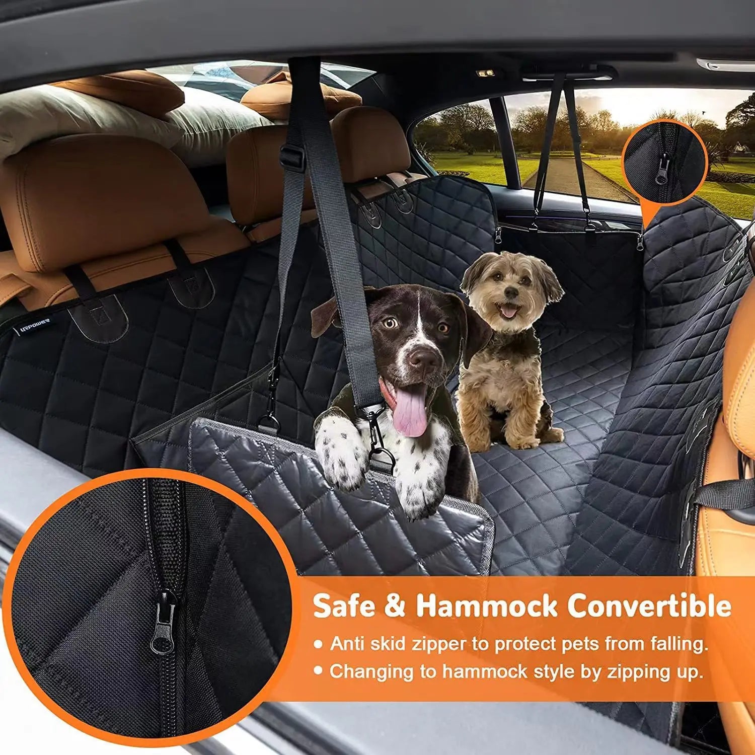 Couverture protection voiture pour chien avec deux chiens  Image