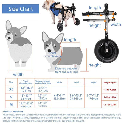 Total des dimensions du chariot pour chien de couleur beu et noir pour petit chien de boutiquechien