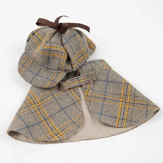 Déguisement de détective de couleur gris avec cape et chapeau assortie. image produit Boutiquechien