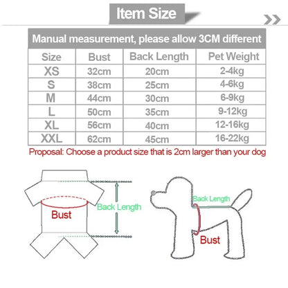 Dimension total du déguisement pour chien de boutiquechien