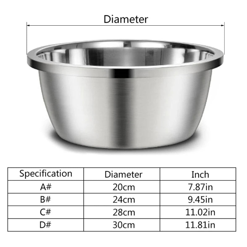 Dimension total de la gamelle en inox de couleur gris pour chien avec un tableau des tailles. Image produit Boutiquechien