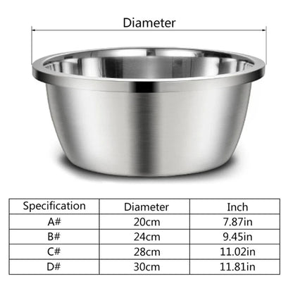 Dimension total de la gamelle en inox de couleur gris pour chien avec un tableau des tailles. Image produit Boutiquechien