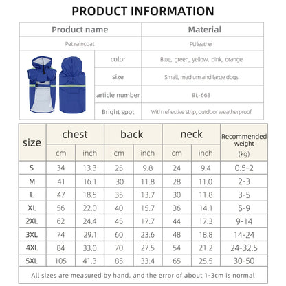 Dimension total du tableau des tailles. Image produit Boutiquechien