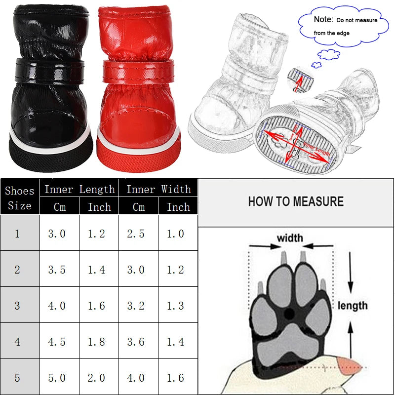 Dimensions des bottes pour chiens de couleurs différentes de boutiquechien