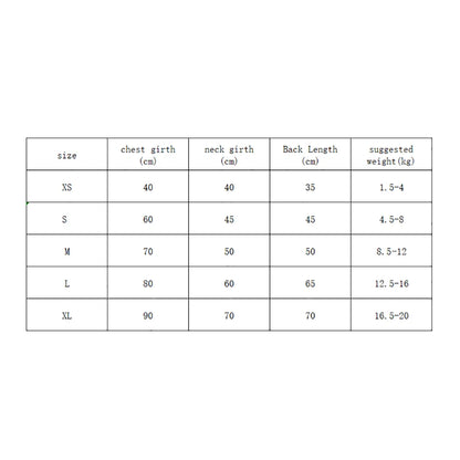 Dimensions total en tableau du peignoir pour chien. Image produit Boutiquechien