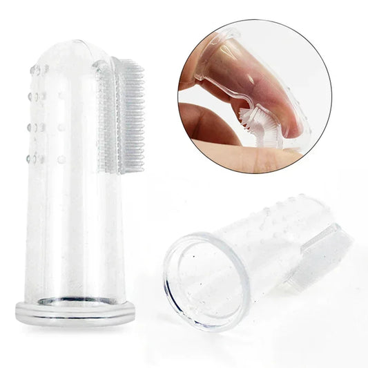 Doigt brosse a dents pour chien de couleur transparent pour les chiens. Image produit Boutiquechien