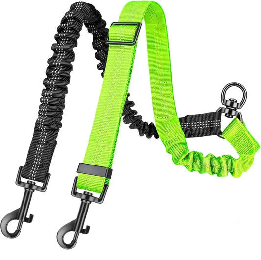 extension laisse double de couleur noir et vert. L'extension de laisse de couleur noir et vert et possède un élastique pour réduire la pression. Image produit Boutiquechien