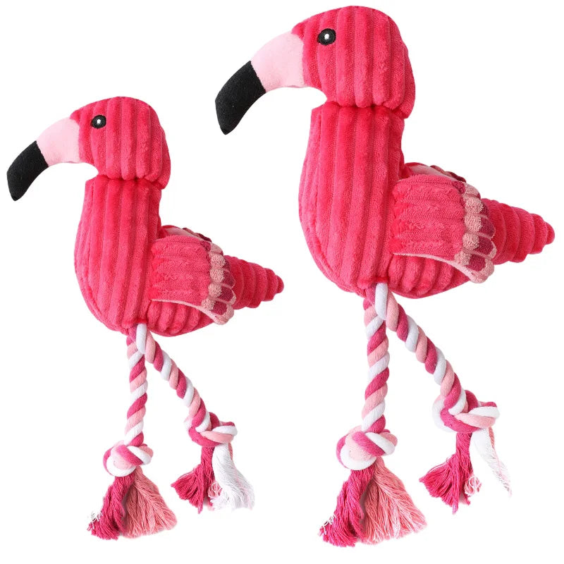 flamant rose peluche résistante pour chien. Image produit Boutiquechien 