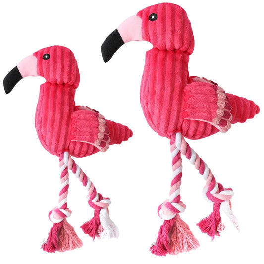 flamant rose peluche résistante pour chien. Image produit Boutiquechien 