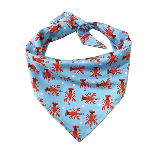 Foulard de couleur bleu et avec des écrevisse. Image produit Boutiquechien