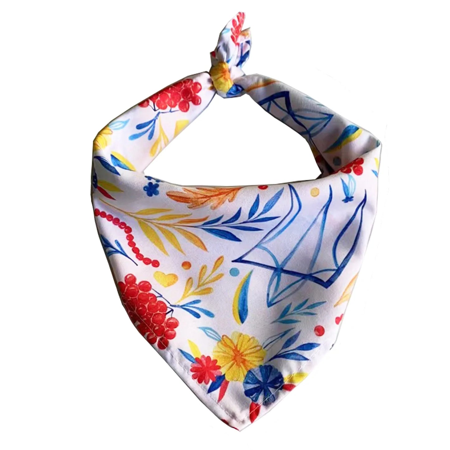 Foulard pour chien de couleur blanc avec des fleurs dessus. Image produit Boutiquechien