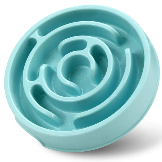 Gamelle anti glouton chien bouledogue francais bleu